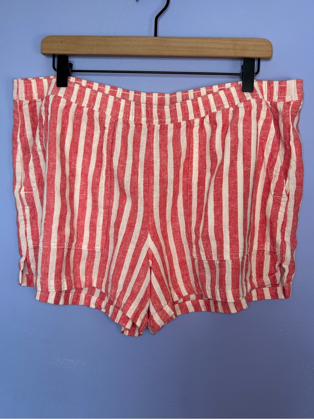 Universal Thread Red and White Striped Linen Blend Shorts